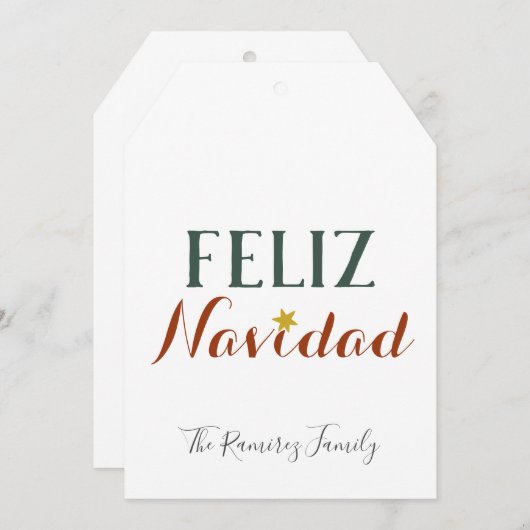 Feliz Navidad minimalistische kerstfeestdag   Kaart (Voorkant / Achterkant)