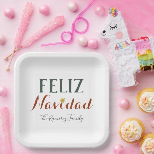 Feliz Navidad minimalistische kerstfeestdag Papieren Bordje (Feest)