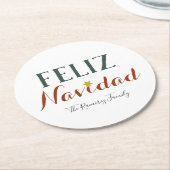 Feliz Navidad minimalistische kerstfeestdag Ronde Kartonnen Onderzetter (Gebogen)