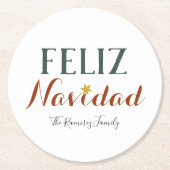 Feliz Navidad minimalistische kerstfeestdag Ronde Kartonnen Onderzetter (Voorkant)