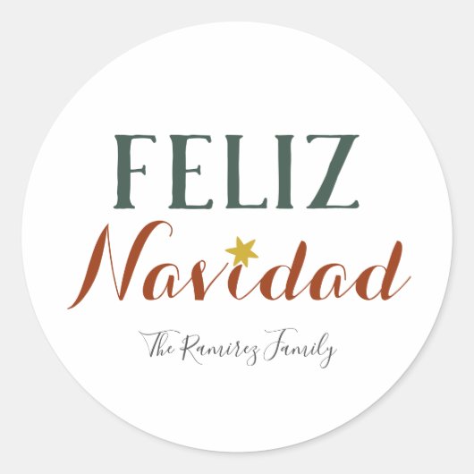 Feliz Navidad minimalistische kerstfeestdag Ronde Sticker (Voorkant)