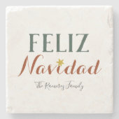 Feliz Navidad minimalistische kerstfeestdag Stenen Onderzetter (Voorkant)