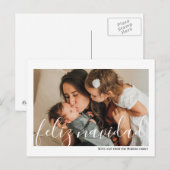 Feliz Navidad Minimalistische typografie Foto Briefkaart (Voorkant / Achterkant)