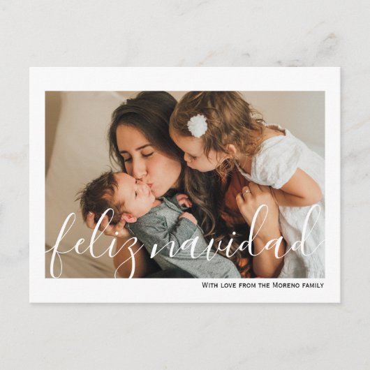 Feliz Navidad Minimalistische typografie Foto Briefkaart (Voorkant)