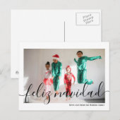 Feliz Navidad Minimalistische typografie Foto Briefkaart (Voorkant / Achterkant)