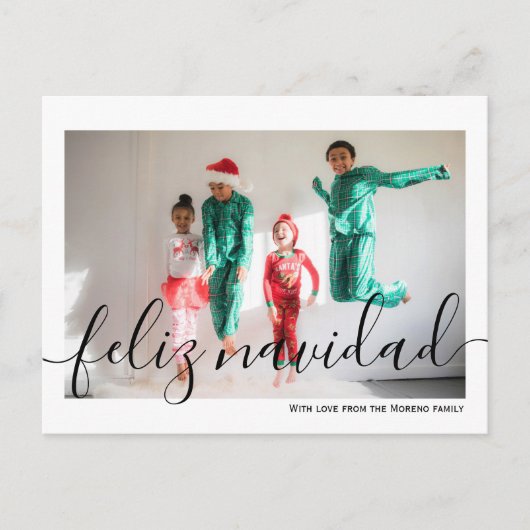 Feliz Navidad Minimalistische typografie Foto Briefkaart (Voorkant)