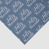 Feliz Navidad Modern Blue Kerstfeestdag Tissuepapier (Detail)