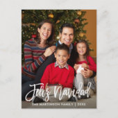 Feliz Navidad Modern Brush Script Family Foto Briefkaart (Voorkant)