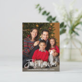 Feliz Navidad Modern Brush Script Family Foto Briefkaart (Staand voorkant)