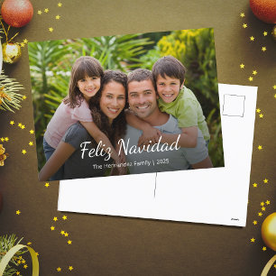 Feliz Navidad Modern Christmas Family Foto Feestdagenkaart