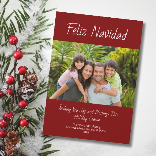 Feliz Navidad Modern familie - Kerstfeest Feestdagenkaart