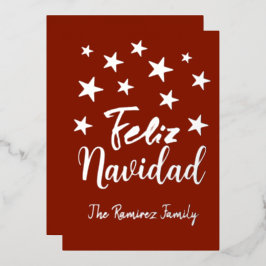 Feliz Navidad Modern Goud Kerstmis Familie Folie Feestdagenkaart