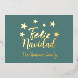 Feliz Navidad Modern Kerstfamilie Greeting Folie Feestdagenkaart