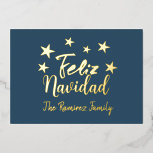 Feliz Navidad Modern Kerstfamilie Greeting Folie Feestdagenkaart