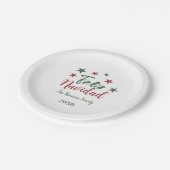 Feliz Navidad Modern kerstfamilie Papieren Bordje (Gekanteld)