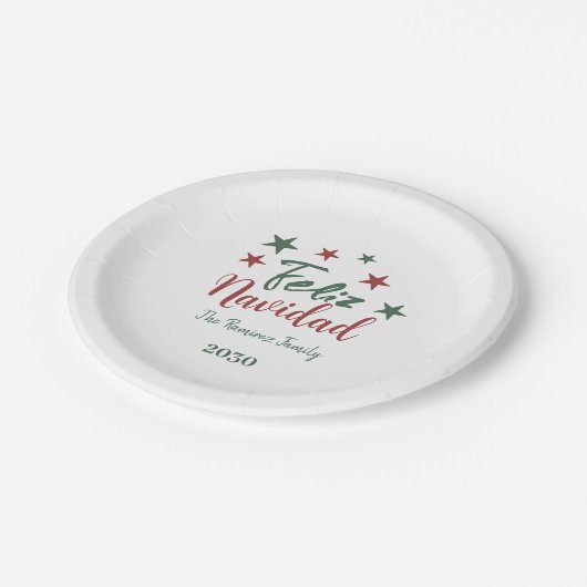 Feliz Navidad Modern kerstfamilie Papieren Bordje (Gekanteld)