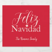 Feliz Navidad Modern Kerstfeest Likeurfles Etiket (Enkel label)