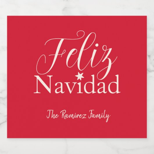 Feliz Navidad Modern Kerstfeest Likeurfles Etiket (Enkel label)
