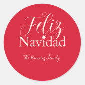 Feliz Navidad Modern Kerstfeest Ronde Sticker (Voorkant)