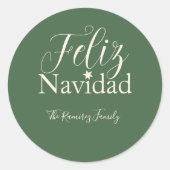 Feliz Navidad Modern Kerstfeest Ronde Sticker (Voorkant)