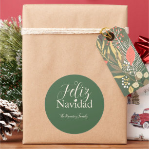 Feliz Navidad Modern Kerstfeest Ronde Sticker