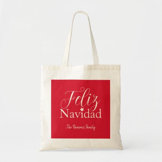 Feliz Navidad Modern Kerstfeest Tote Bag (Voorkant)
