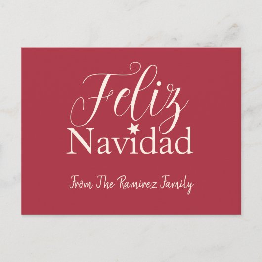 Feliz Navidad Modern kerstfeestdag Briefkaart (Voorkant)