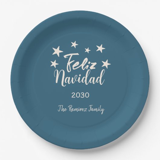 Feliz Navidad Modern kerstfeestdag Papieren Bordje (Voorkant)