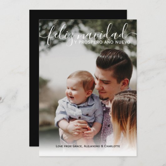 Feliz Navidad Modern kerstfoto Kaart (Voorkant / Achterkant)