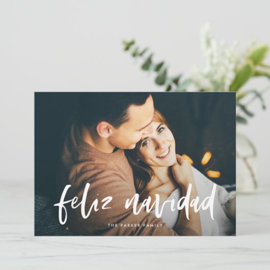 Feliz Navidad | Modern Spaans Twee foto Kerstmis Feestdagenkaart (Staand voorkant)