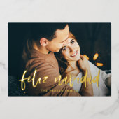 Feliz Navidad | Modern Spaans Twee foto Kerstmis Folie Feestdagenkaart (Voorkant)