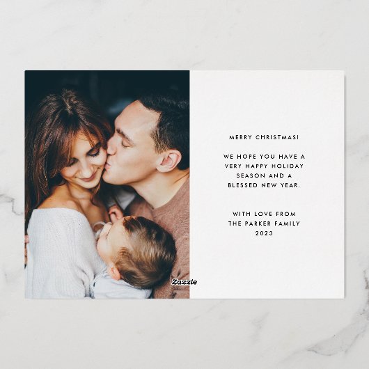 Feliz Navidad | Modern Spaans Twee foto Kerstmis Folie Feestdagenkaart (Achterkant)