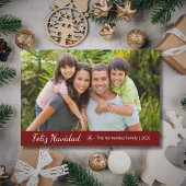 Feliz Navidad Moderne Familie Foto Kerstmis Rood Feestdagenkaart