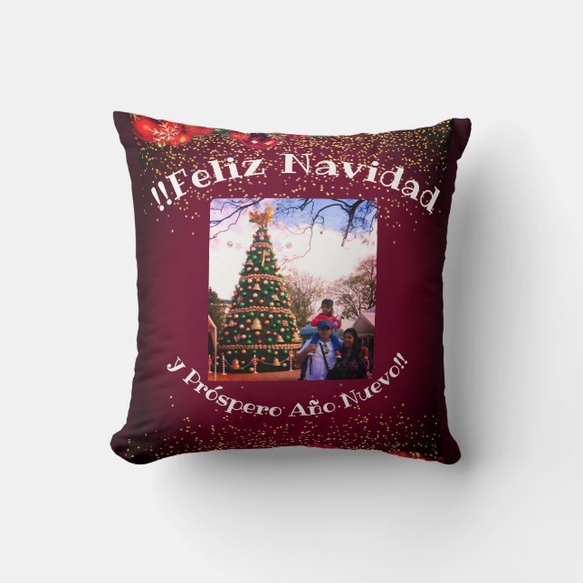 Feliz Navidad Moderne glitterbelettering Kerstmis Kussen (Voorkant)