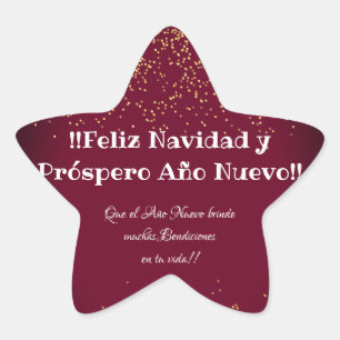Feliz Navidad Moderne glitterbelettering Kerstmis Ster Sticker