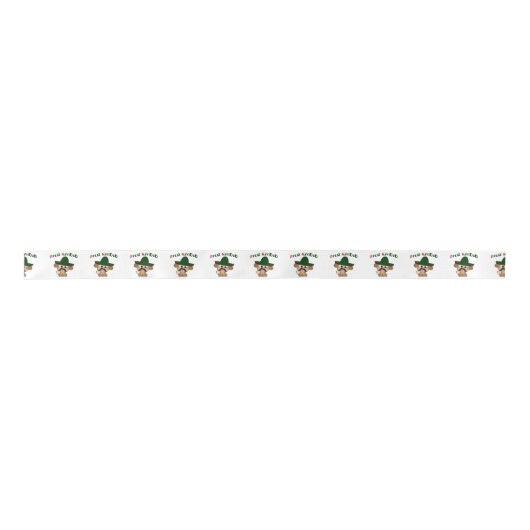 Feliz Navidad Monkey Satijnen Lint (Voorkant)