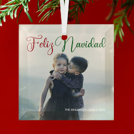 Feliz Navidad Mooie familie foto Kerstmis Glas Ornament