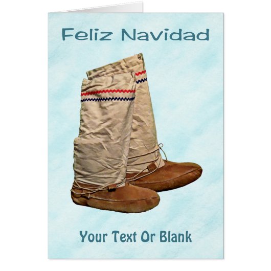 Feliz Navidad - Mukluks op sneeuw (Voorkant)