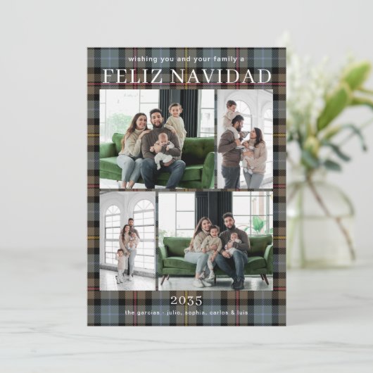 Feliz Navidad Multi Photo Feestdagenkaart (Staand voorkant)