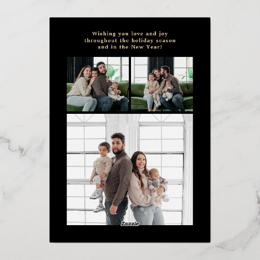 Feliz Navidad Multi Photo Gold Folie Feestdagenkaart (Achterkant)