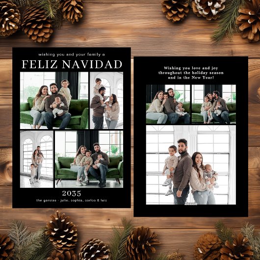 Feliz Navidad Multi Photo Holiday Kaart