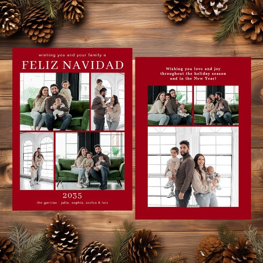 Feliz Navidad Multi Photo Holiday Kaart