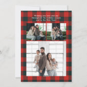 Feliz Navidad Multi Photo Red Buffalo Plaid Feestdagenkaart (Achterkant)