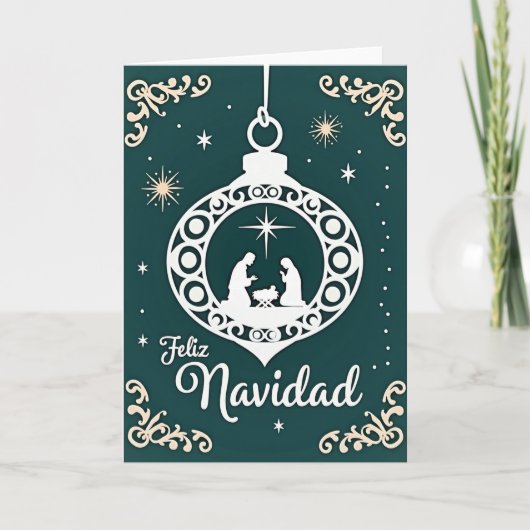 Feliz Navidad Nativity Scene Card Kaart (Voorkant)