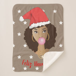 Feliz Navidad, Natural Beauty, White Stars & Gum Sherpa Deken