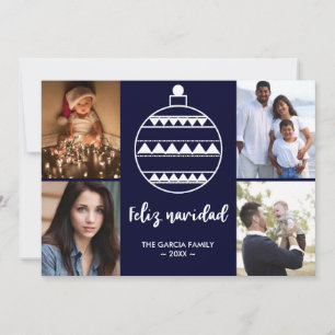 Feliz Navidad Navy Familie Fotocollage Kerstmis Feestdagenkaart