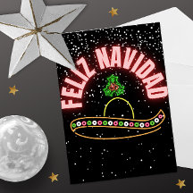 Feliz Navidad Neon Sombrero Holiday Briefkaart