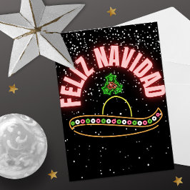 Feliz Navidad Neon Sombrero Holiday Briefkaart