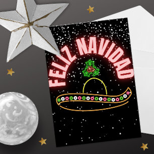 Feliz Navidad Neon Sombrero Holiday Briefkaart