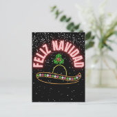 Feliz Navidad Neon Sombrero Holiday Briefkaart (Staand voorkant)